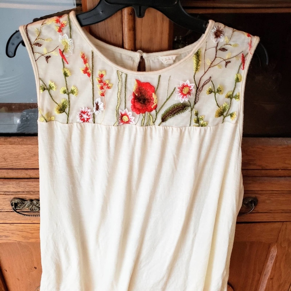 Adiva Embroidered Floral Sleeveless Blouse 1X